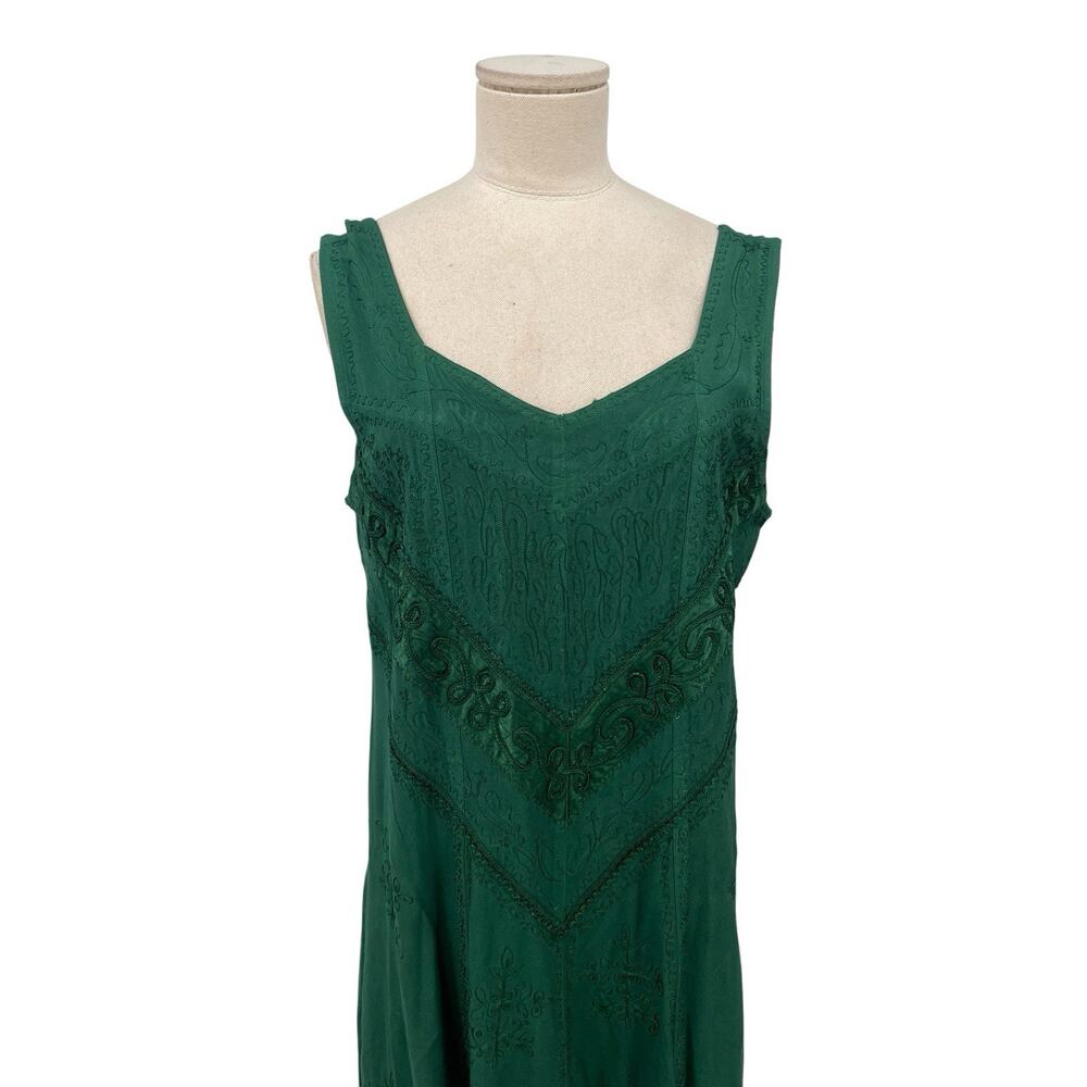 NWT Holy Clothing Dress Embroidered Green Renaissance Sleeveless Size Medium - Picture 7 of 16